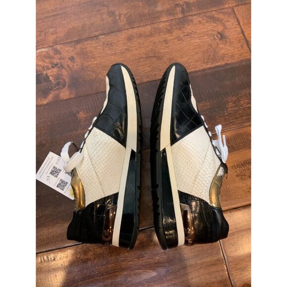 Michael Kors Black & White Reptile Alligator Textured Lace-Up Sneakers Size 9.5 - Picture 6 of 7